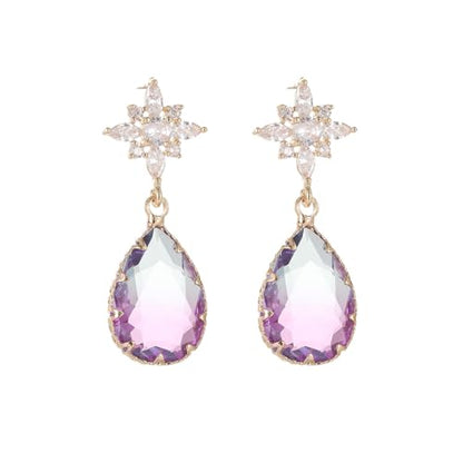 Crystal Earrings CXUEMH Teardrop Earrings for Women Blue and Green Dangle Earrings Elegant Earrings for Prom Emerald Green Earrings Formal Jewelry Crystal Drop Earrings - color: Style H