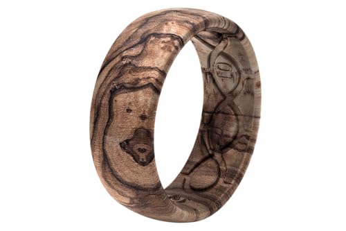 Groove Life Nomad Silicone Ring Breathable Rubber Wedding Rings for Men, Lifetime Coverage, Unique Design, Comfort Fit Ring - color: Burled Walnut