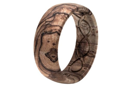 Groove Life Nomad Silicone Ring Breathable Rubber Wedding Rings for Men, Lifetime Coverage, Unique Design, Comfort Fit Ring - color: Burled Walnut