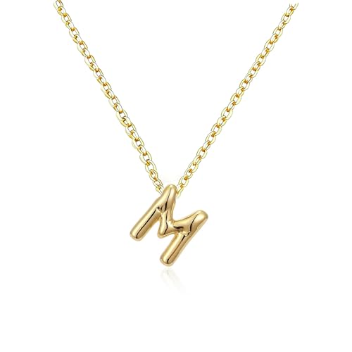 Gold Initial Necklace for Teen Girls Women Letter necklaces Jewelry Gifts | Gifts for Girls Women, Teen Girl Gifts Trendy Stuff, Bubble Letter Pendant Necklace - style: M