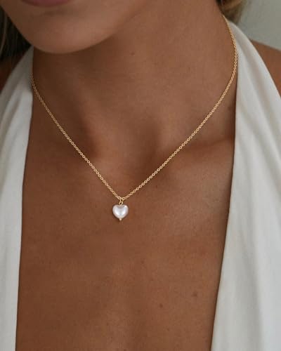 Charm Necklaces for Women,14k Gold Plated Waterproof Dainty Choker Necklace Summer Seashell Pearl Beach Cute Necklaces Set Fashion Jewelry Gift - style: Pearl 5