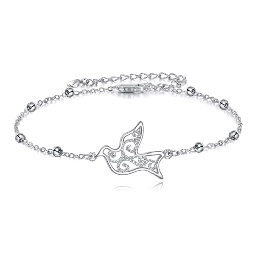 POPLYKE Bracelet for Women 925 Sterling Silver Dove/Hummingbird/Cat Animal Bracelet Jewelry Gifts for Mother Daughter Sister Grandma - style: Dove