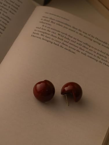 OJERRY Chunky Dome Ball Stud Earrings for Women - color: Red
