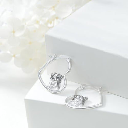 LES OSEWA Dog Animal Earrings Sterling Silver Animal Heart Hoop Dangle Earrings Cute Jewelry Gifts for Women - color: Bernese Mountain Dog