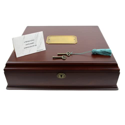 Antico Wooden Lockable Memory and Treasure Box for Keepsakes, Photos, Letters, Jewelry and More