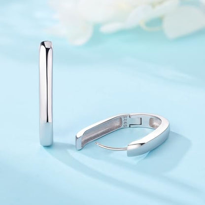 Floral Hoop Earrings 925 Sterling Silver with 14K Gold Plating – Lightweight CZ Flower Hoops | Hypoallergenic Jewelry for Women | Gift Box + Polishing Cloth - color: A-24mm silver earrings