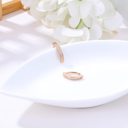 Clicker Belly Button Ring Hoop Belly Button Ring 14G Navel Ring | Surgical stainless steel hinged belly button ring for belly button piercing, navel body jewelry for women and men - color: CZ-Rose gold