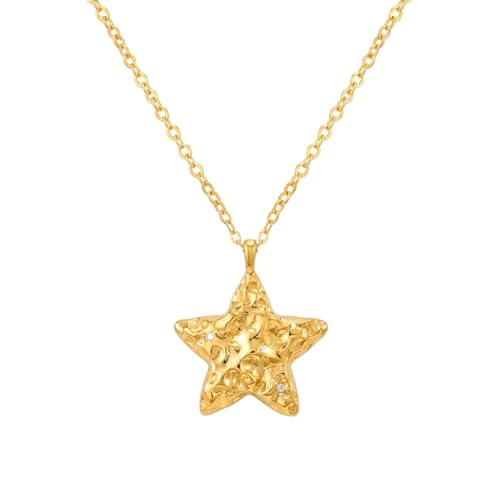 Dainty Gold Moon and Star Necklace for Women - Gold Plated Celestial Pendant with Crystal, Elegant Everyday Jewelry Gift - style: Star necklace