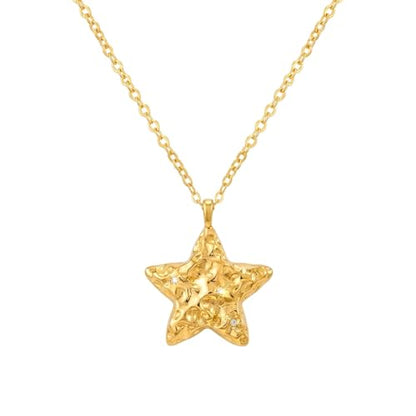 Dainty Gold Moon and Star Necklace for Women - Gold Plated Celestial Pendant with Crystal, Elegant Everyday Jewelry Gift - style: Star necklace