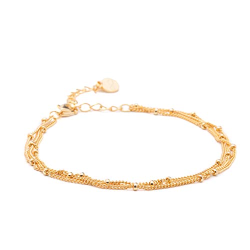 Timeless 18K Gold Vermeil Bracelet for Women, Hypoallergenic Nickel-Free Charm, Durable Everyday Jewelry Gift Tarnish-Resistant - style: Kora Layered Beaded Bracelet