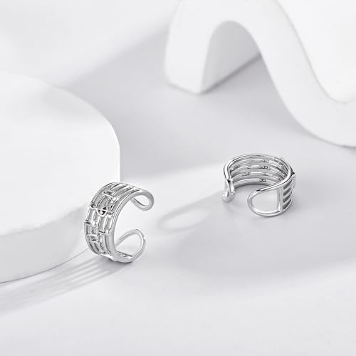 Celtic Knot/Celtic Knot/Bat/Filigree Viking Earrings 925 Sterling Silver Non Piercing Ear Cuff Earrings Cool Earring Cuff for Women Men - color: music note