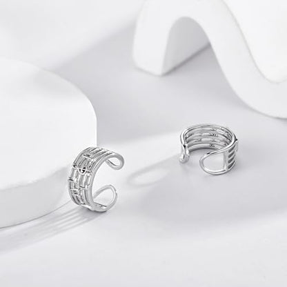 Celtic Knot/Celtic Knot/Bat/Filigree Viking Earrings 925 Sterling Silver Non Piercing Ear Cuff Earrings Cool Earring Cuff for Women Men - color: music note