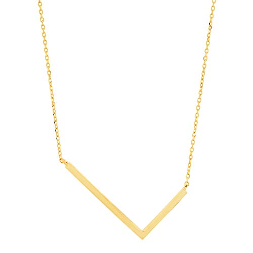 MAX + STONE 14k Gold Plated Sterling Silver Large Sideways Block Initial Letter Pendant Necklace for Woman with 16 Inches to 18 Inches Adjustable Chain and Spring Ring Clasp - style: Letter L