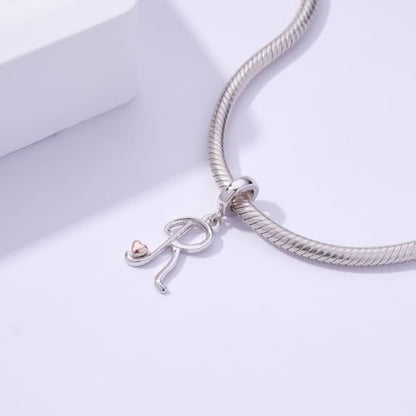 Letter Charms for Pandora Bracelets 925 Sterling Silver Alphabet Initial Charms Bead Jewelry Gift for Women - style: Initial R