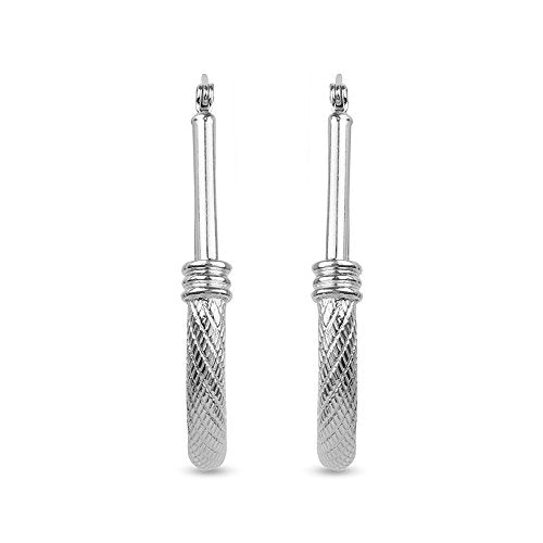 LeCalla 925 Sterling Silver Hoop Earrings for Women | Italian Design Classic Diamond-Cut Textured Hoops Earring | Women's Oval Drop Shape Silver Earring Jewelry - color: Large Textured