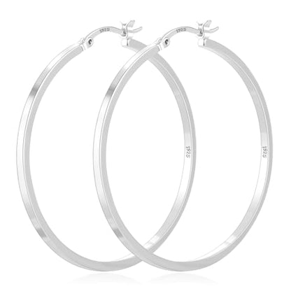 925 Sterling Silver Hoop Earrings Silver Hoops Earring Large Hoop Earrings | Jewelry for Her Gift Large Silver Hoop Earrings Hypoallergenic Thin Hoop Earring for Women Sensitive Ears 20/30/40/50/60/70mm - color: 40mm Silver