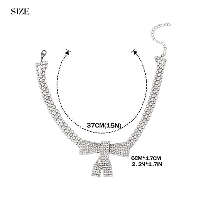 JEAIRTS Rhinestone Choker Necklace Silver Diamond Chain Jewerly for Women | Sparkly Multi-row Crystal Chokers Women's Wedding Prom Formal Jewelry Accessories - color: Style 5