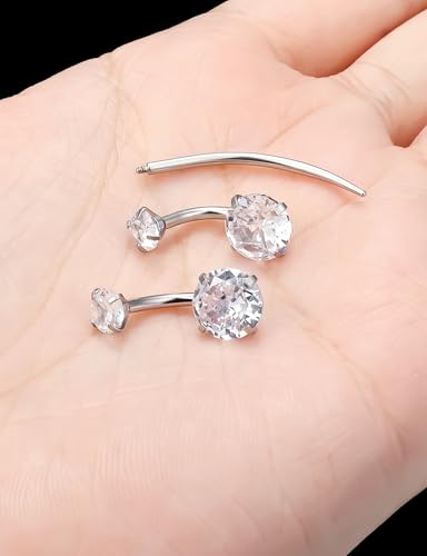 Belly Button Rings Surgical Stee, Extra-Long & Short Simple Internally Threaded Belly Rings, 14G Belly Piercing Jewelry,Navel Piercing Jewelry for Women Men 6mm 8mm 10mm 12mm 14mm 16mm - color: 8mm 5/16 Inch Belly Button Ring
