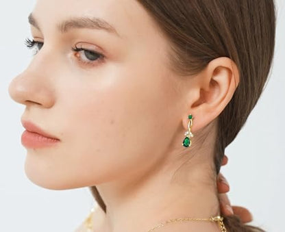 Jewelry Set for Women Bride Bridesmaid Wedding Party Prom Necklace Earrings Bracelet Set Gift for Mother Wife Friend - color: Gold-Green