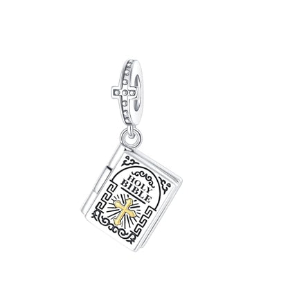LUXILLA Love You Best Friend Grandma Wife Heart Charm 925 Sterling Silver Charms Fit for Bracelets Necklace Jewelry Gift for Women - color: Bible Dangle Charm