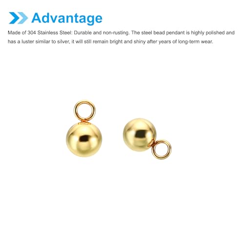 PATIKIL 50pcs Steel Bead Charm, Stainless Steel Ball Bracelet Charm Pendants Metal Round Beads Small Bulk for Jewelry Making - color: Gold Tone, size: 5mm