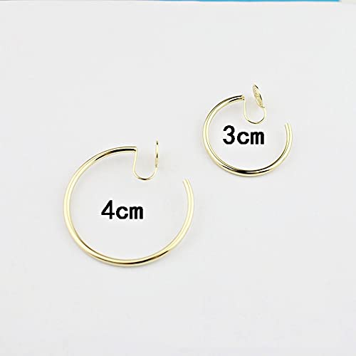 Clip On Hoop Earrings for Women Not Pierced Gold Silver Large Chnky Square Twisted Comfortable Coil Hoop Clip On Earrings - color: 30mm Hoop Gold