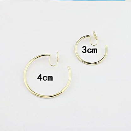 Clip On Hoop Earrings for Women Not Pierced Gold Silver Large Chnky Square Twisted Comfortable Coil Hoop Clip On Earrings - color: 30mm Hoop Gold