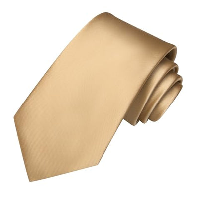 Hi-Tie Men's Silk Ties Formal Woven Classic Necktie Pocket Square Cufflinks Lapel Pin Set Wedding Business - color: Champagne Gold