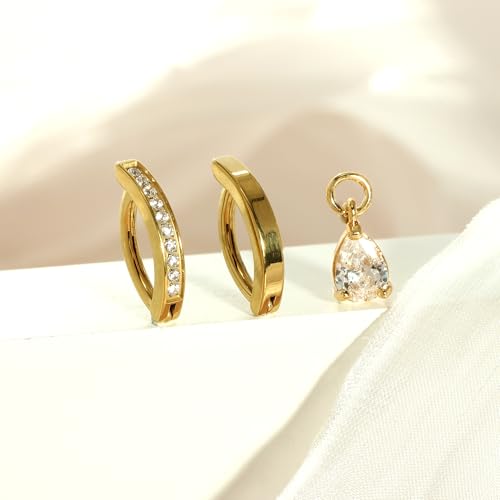 TIANCI FBYJS 3pcs G23 Titanium Pink Belly Button Rings Internally Threaded 10mm Clicker Reverse Curved Hoop Navel Barbell Piercing Jewelry CZ Belly Rings for Women Men - color: gold set5
