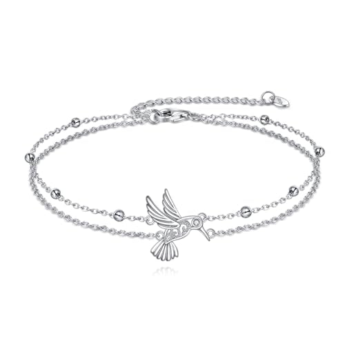 POPLYKE Bracelet for Women 925 Sterling Silver Dove/Hummingbird/Cat Animal Bracelet Jewelry Gifts for Mother Daughter Sister Grandma - style: Hummingbird Bracelet