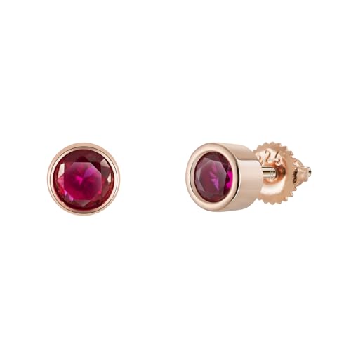 Bolenvi Birthstone Crystal Stud Earrings, 925 Sterling Silver Back Posts, Small Stud Earrings for Women and Men - color: Ruby July Birthstone
