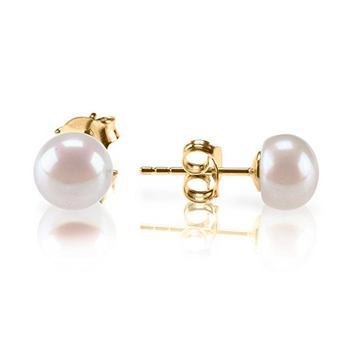 PAVOI 14K Gold Plated 925 Sterling Silver AAA+ Quality Handpicked Freshwater Cultured Stud Pearl Earrings - Trendy Hypoallergenic Jewelry - style: 8.5mm