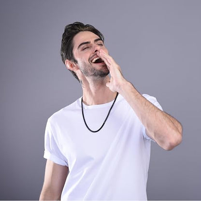 Necklace for Men Stainless Steel Statement Cuban Chain Necklace Gold/Silver/Black Plated 7mm Chain Hip Hop Jewelry 18/20/22/24/26/28/30 Inch - color: 7mm-Black Cuban Chain, size: Length 18 Inch