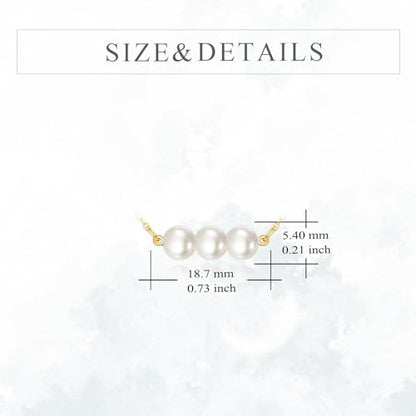 KECHO 14K Real Gold Beads Pendant Necklace Solid Yellow Gold Jewelry Anniversary Birthday Gifts for Women - color: 3 White