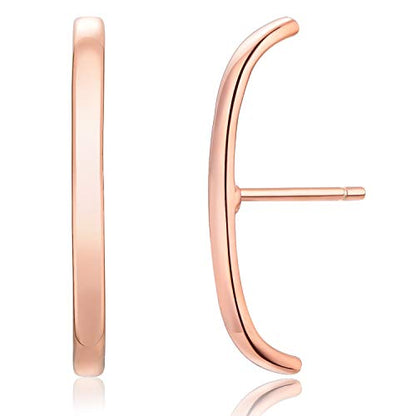 18K Gold Plated Sterling Silver Suspension Hoop Earring Ear Suspender Minimalist Ear Cuff Rose Gold Wrap Hoop Silver Huggie Earring - color: 18K Rose Gold Plated