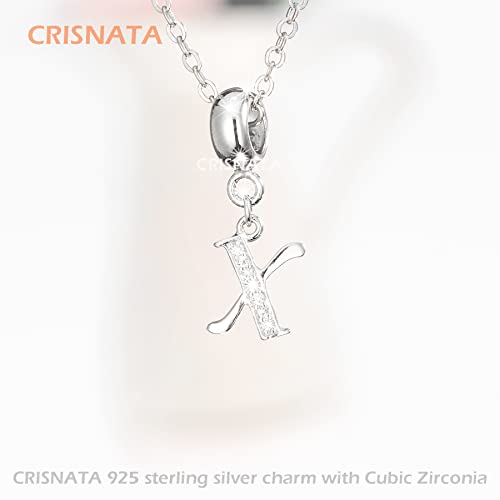 26 Letter Pendant Charms, Polished 925 Sterling Silver Complete Initial A-Z Dangling CZ Stone Alphabet Beads, fits European Bracelet Necklace, Gift for Mother/Father/Daughter/Son/Sister/Aunt - color: Letter X CZ Pendant Charm