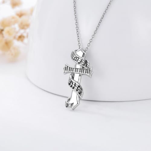 Cross Necklace for Men Women 925 Sterling Silver Cross Pendant Necklace Christian Religious Jewelry Gifts for Anniversary - color: 18-Music Cross