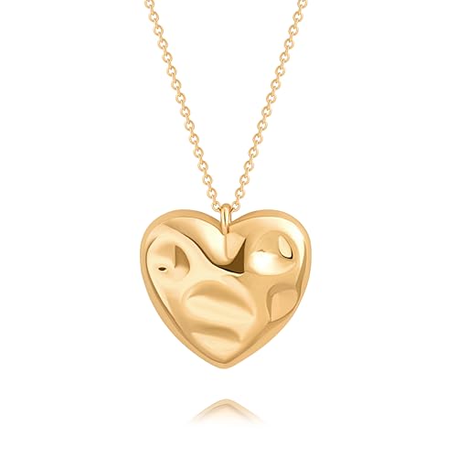 PEARLADA 18k Gold Plated Chain Long Necklace, Boho Sweater Necklace for Women, Geometric Pendant Y Necklace - color: Heart