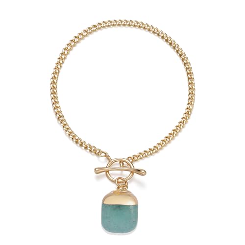 Crystal Bracelet for Women, Dainty 14K Gold Plated Chain Bracelet | Handmade Healing Crystals and Stones Spiritual Jewelry Gifts for Women - style: Emerald Bracelet