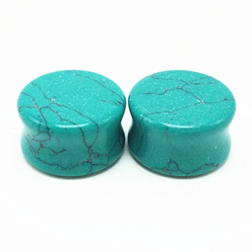 2PCS Stone Ear Gauge Plugs, Turquoise Ear Gauges Jewelry Turquoise Stone Ear Gauge Plugs for Men