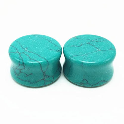 2PCS Stone Ear Gauge Plugs, Turquoise Ear Gauges Jewelry Turquoise Stone Ear Gauge Plugs for Men