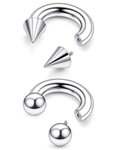 F136 Titanium 20/18/16/14/12/8/4/2g Septum Nose Rings Gauge Earrings Lip Rings Prince Albert Jewelry Internally Threaded Horseshoe Hoop Piercings - size: 2g*12mm