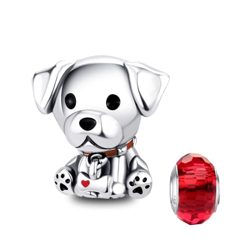 LNQOBU 925 Sterling Silver Charms for Bracelets Necklaces,5A Cubic Zirconias Evil Eye Dangle Beads Charms Jewelry Gift for Women (With one Spacer Beads Charms) - style: Cute Dog