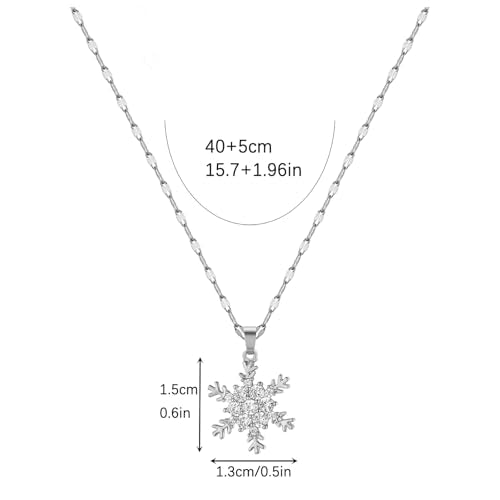 Sunflower Fidget Necklace for Women Gold Moon Necklace Rotating Heart Necklaces Spinning Crystal Flower Anxiety Necklaces Crescent Moons Jewelry Accessories - color: SilverSnowflake