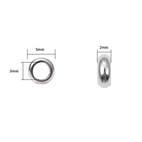 Stainless Steel Spacer Beads 5x2mm Rondelle Loose Charm Caps Beads for DIY Jewelry Making 100pcs with 3mm Hole - color: 5x2mm 3mm
