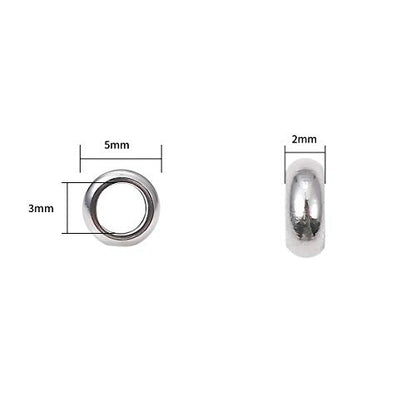 Stainless Steel Spacer Beads 5x2mm Rondelle Loose Charm Caps Beads for DIY Jewelry Making 100pcs with 3mm Hole - color: 5x2mm 3mm