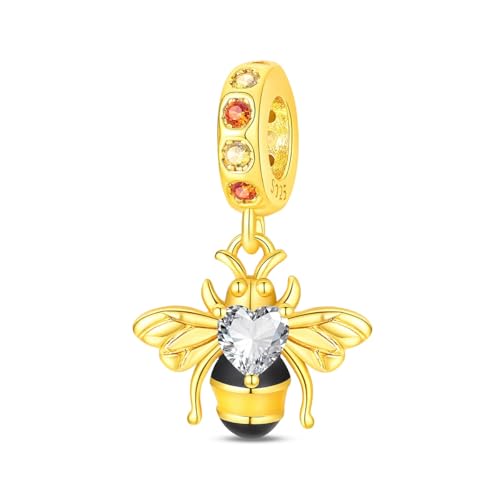 925 Sterling Silver Charms for Bracelets and Necklaces Beads Jewelry Charms for Women - color: Gold Bee Charms