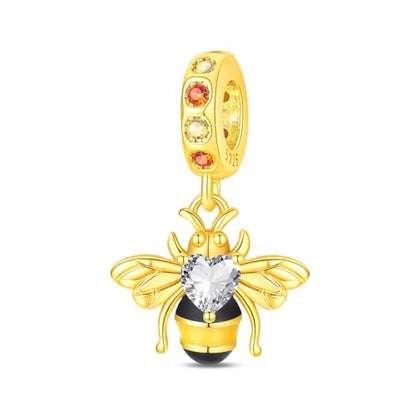 925 Sterling Silver Charms for Bracelets and Necklaces Beads Jewelry Charms for Women - color: Gold Bee Charms