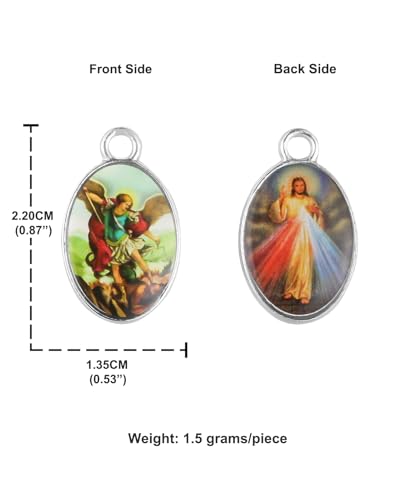 Saint Therese of Lisieux/Saint Mother Teresa of Calcutta/Divine Mercy Jesus/Mater Dolorosa Patron Saint Medal Charm Pendant for DIY Rosary Necklace Bracelet Jewelry Making Part - color: 30pcs-Enamel St.Michael&Divine Mercy