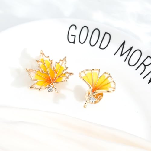 Flower Brooch for Women Rhinestone Pearl Zirconia Flower Lapel Pin Birthday Holiday Gift for Mother Wife Girlfriend - color: 15 Maple Leaf and Ginkgo